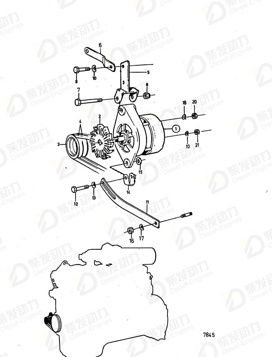 volvo penta Support bracket kit 849614 Drawing volvo penta Support bracket kit 849614 Drawing